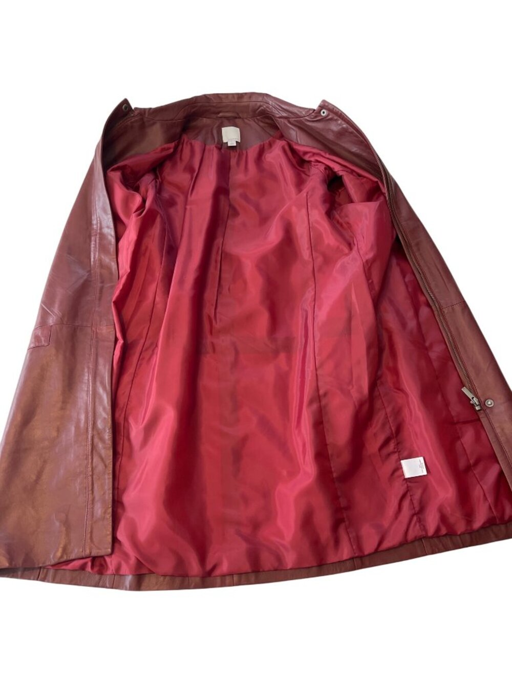Vintage Halogen Womens Leather Coat Small S Burgundy Button-Up Jacket DH2 - Picture 6 of 7